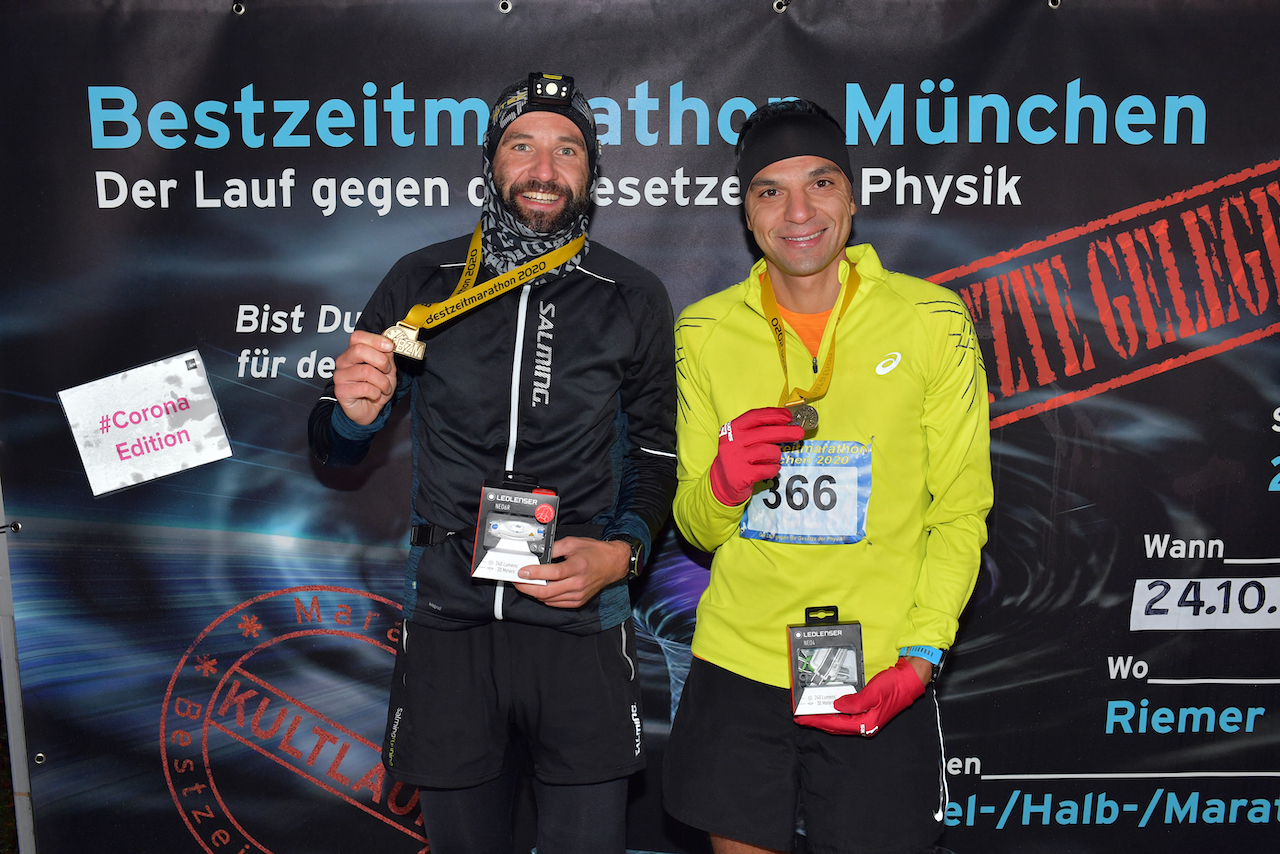 Bestzeitmarathon München - der Lauf gegen die Gesetze der Physik am 24.10.2020 in München-Riem.FotocreditHannes Magerstaedt